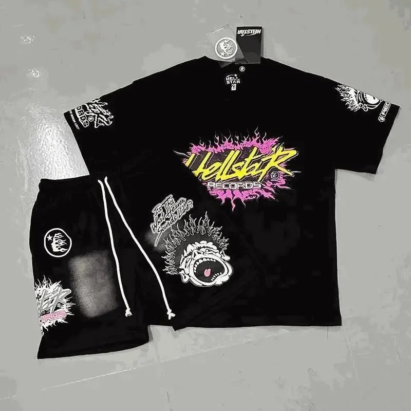 Hellstar Records Flame Graphic T-Shirt/Shorts Set [40 styles], product listing image