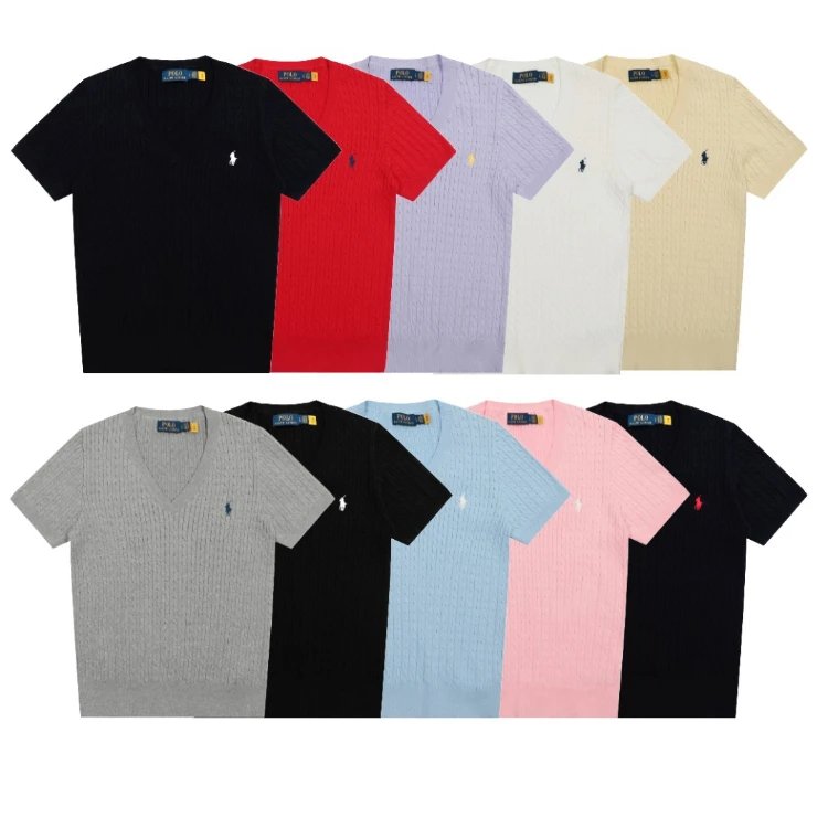 Polo Ralph Lauren Cable Knit V-Neck T-Shirt [10 styles], product listing image